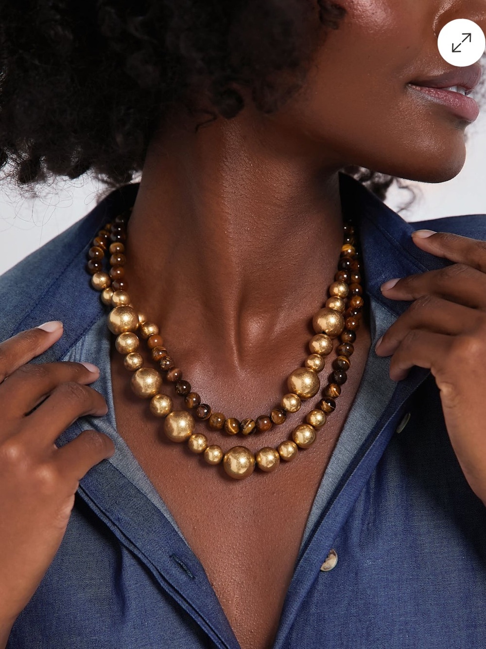 Tuckernuck x India Hicks Triple-Strand Gold and Brown Beaded Necklace